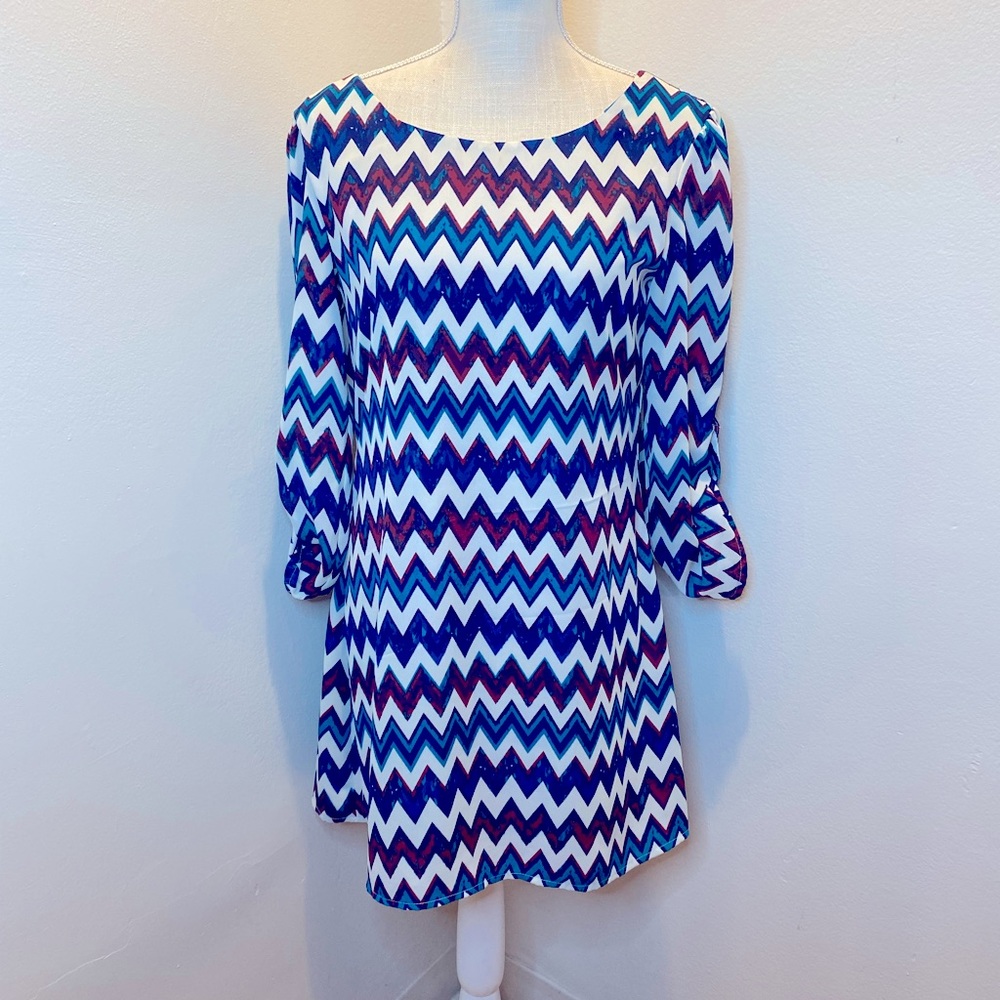 Speechless Long Sleeve Chevron Dress
